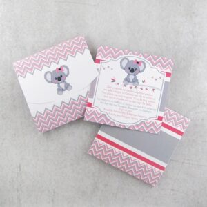 Προσκλητήριο βάπτισης με θέμα κοάλα και εκτυπωμένος φάκελος - κουτί.