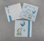 Προσκλητήριο βάπτισης με θέμα ελέφαντας και εκτυπωμένος φάκελος - κουτί.