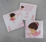 Προσκλητήριο βάπτισης με θέμα μπαλαρίνα και εκτυπωμένος φάκελος - κουτί.