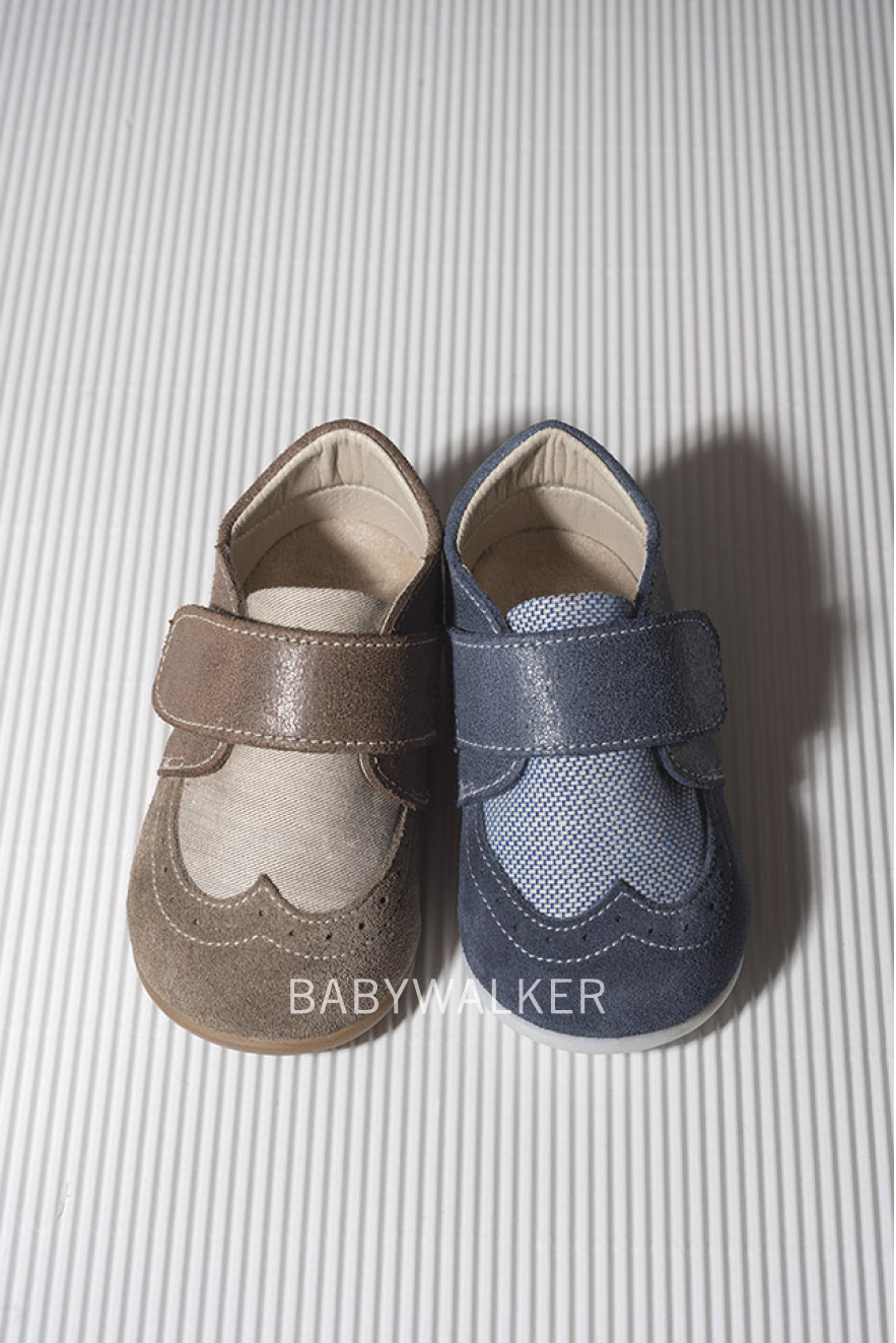 PRI.2036 ΔIXΡΩMO ΔΕΡΜΑΤΙΝΟ BROGUE ΜΟΝΗ ΜΠΑΡΕΤΑ VELCRO