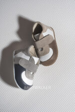 PRI.2037 ΔΙΧΡΩΜΟ ΔΕΡΜΑΤΙΝΟ SNEAKER ΜΟΝΗ ΜΠΑΡΕΤΑ VELCRO