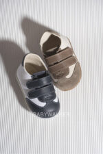 PRI.2039 ΔΙΧΡΩΜΟ ΔΕΡΜΑΤΙΝΟ SNEAKER ΔΙΠΛΗ ΜΠΑΡΕΤΑ VELCRO