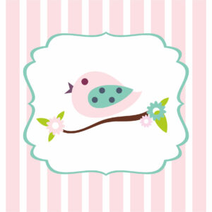 Σατέν υφασμάτινη αφίσα για στολισμό βάπτισης με θέμα πουλάκι, σε διάσταση 140 x 190 cm.