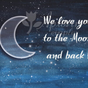 Σατέν υφασμάτινη αφίσα για στολισμό βάπτισης με θέμα το φεγγάρι, σε διάσταση 140 x 190 cm.