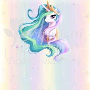 Σατέν υφασμάτινη αφίσα για στολισμό βάπτισης με θέμα μονόκερος, σε διάσταση 140 x 190 cm.