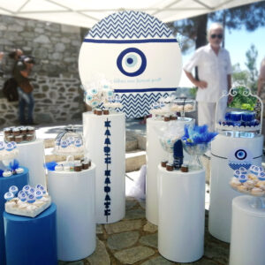 Στολισμός βάπτισης για αγόρι με θέμα το μάτι.