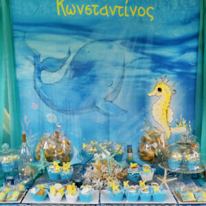 Εντυπωσιακός στολισμός βάπτισης για αγόρι με θέμα βυθός.