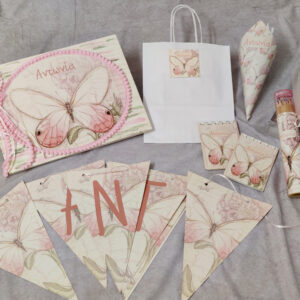 Θεματική πρόταση βάπτισης με θέμα Vintage Πεταλούδα.