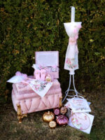 Εντυπωσιακό πακέτο βάπτισης για κορίτσι με θέμα κολοκύθα σε ροζ αποχρώσεις.