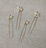 Σετ 4 χειροποίητες νυφικές φουρκέτες μαλλιών σε χρυσή απόχρωση με πλεγμένες πέρλες. 