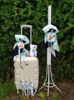 Πακέτο βάπτισης για αγόρι με θέμα Flintstones σε μέντα και navy αποχρώσεις.