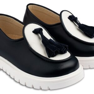 Δίχρωμο  Loafer με Φουντάκια EXC5244 Λευκό Μπλε