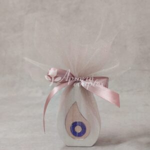 Μπομπονιέρα γάμου - βάπτισης κεραμικό γούρι "σταγόνα" με χρυσο μπλε καθρέφτη plexi glass
