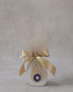 Μπομπονιέρα γάμου - βάπτισης κεραμικό γούρι "σταγόνα" με χρυσο μπλε καθρέφτη plexi glass