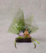 Μπομπονιέρα βάπτισης ιπποποταμάκι ξύλινη,  σε κορμό κεραμικό