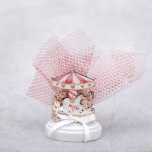 Μπομπονιέρα βάπτισης καρουσέλ ξύλινη,  σε βότσαλο