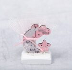 Μπομπονιέρα βάπτισης φεγγάρι ξύλινη,  σε βότσαλο