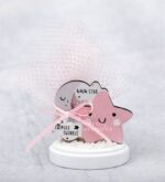 Μπομπονιέρα βάπτισης φεγγάρι ξύλινη,  σε βότσαλο