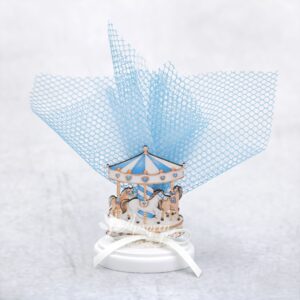 Μπομπονιέρα βάπτισης καρουσέλ  ξύλινη,  σε βότσαλο