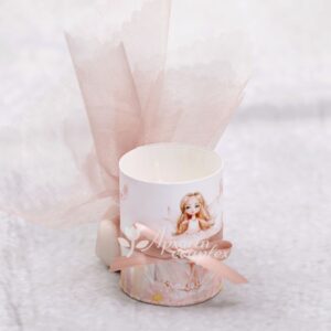 Μπομπονιέρα βάπτισης κερί σε θήκη με θέμα Νεράιδα ή με θέμα της επιλογής σας.