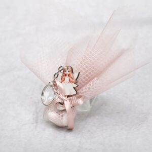 Μπομπονιέρα βάπτισης νεράιδα σε μπρελόκ ξύλινο