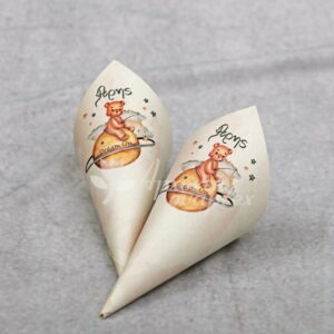 Χωνάκι βάπτισης με θέμα αρκουδάκι και ζελατίνη με Marshmallows και πολύχρωμα smarties.