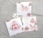 Προσκλητήριο βάπτισης με θέμα μονόκερος και εκτυπωμένος φάκελος - κουτί.