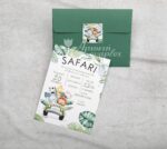 Προσκλητήριο βάπτισης με θέμα Safari.