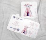 Δίπτυχο προσκλητήριο βάπτισης με θέμα Βoho σκηνή