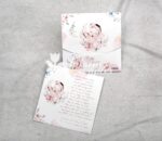 Προσκλητήριο βάπτισης με θέμα Baby Princess  και εκτυπωμένος φάκελος - κουτί.