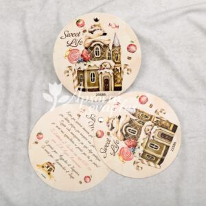 Προσκλητήριο βάπτισης με θέμα ζαχαρoύπολη και διπλή κάρτα με τρουξ.