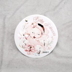 Προσκλητήριο βάπτισης με θέμα Baby Princess και διπλή κάρτα με τρουξ.