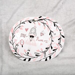 Προσκλητήριο βάπτισης με θέμα πριγκίπισσα και διπλή κάρτα με τρουξ.