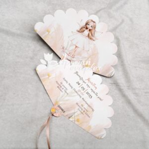 Προσκλητήριο βάπτισης βεντάλια με θέμα νεράιδα.