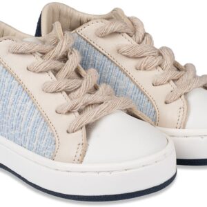 Τρίχρωμο Δετό Sneaker  BW4237 Σιέλ Λευκο Μπεζ