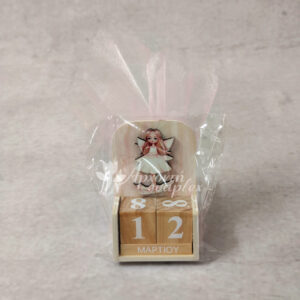 Μπομπονιέρα βάπτισης ξύλινο ημερολόγιο με θέμα νεράιδα