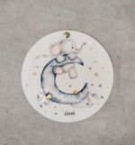 Προσκλητήριο βάπτισης με θέμα ελεφαντάκι και φεγγάρι, με διπλή κάρτα και τρουξ.