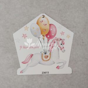 Προσκλητήριο βάπτισης με θέμα Carousel, με διπλή κάρτα και τρουξ.