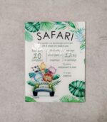 Plexi glass προσκλητήριο βάπτισης με θέμα Safari.