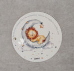 Προσκλητήριο βάπτισης με θέμα λιονταράκι και φεγγάρι, με διπλή κάρτα και τρουξ.