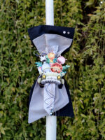 Λαμπάδα βάπτισης με θέμα Safari σε εκτυπωμένο ξύλινο διακοσμητικό.