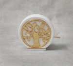 Προσκλητήριο - μπομπονιέρα γάμου κεραμικό διακοσμητικό με δέντρο ζωής από χρυσό καθρέφτη plexiglass.