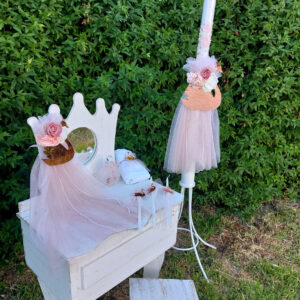 Πακέτο βάπτισης για κοριτσι με θέμα κύκνος σε παλ ροζ αποχρώσεις και rose gold plexiglass.