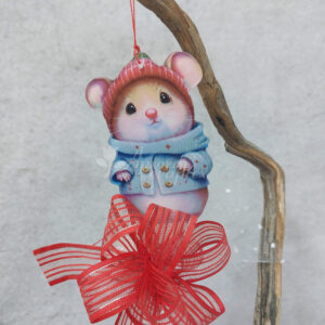 Χριστουγεννιάτικη μπομπονιέρα plexiglass στολίδι με θέμα ποντικάκι.