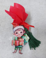 Χριστουγεννιάτικη μπομπονιέρα plexiglass στολίδι με θέμα ξωτικό.