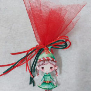 Χριστουγεννιάτικη μπομπονιέρα plexiglass στολίδι με θέμα ξωτικό.