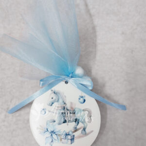 Χριστουγεννιάτικη μπομπονιέρα κεραμική εκτυπωμένη με θέμα αλογάκι.