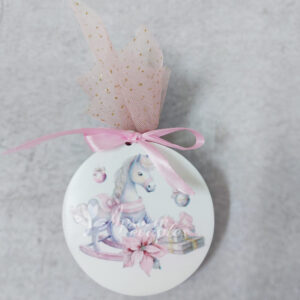 Χριστουγεννιάτικη μπομπονιέρα κεραμική εκτυπωμένη με θέμα αλογάκι.