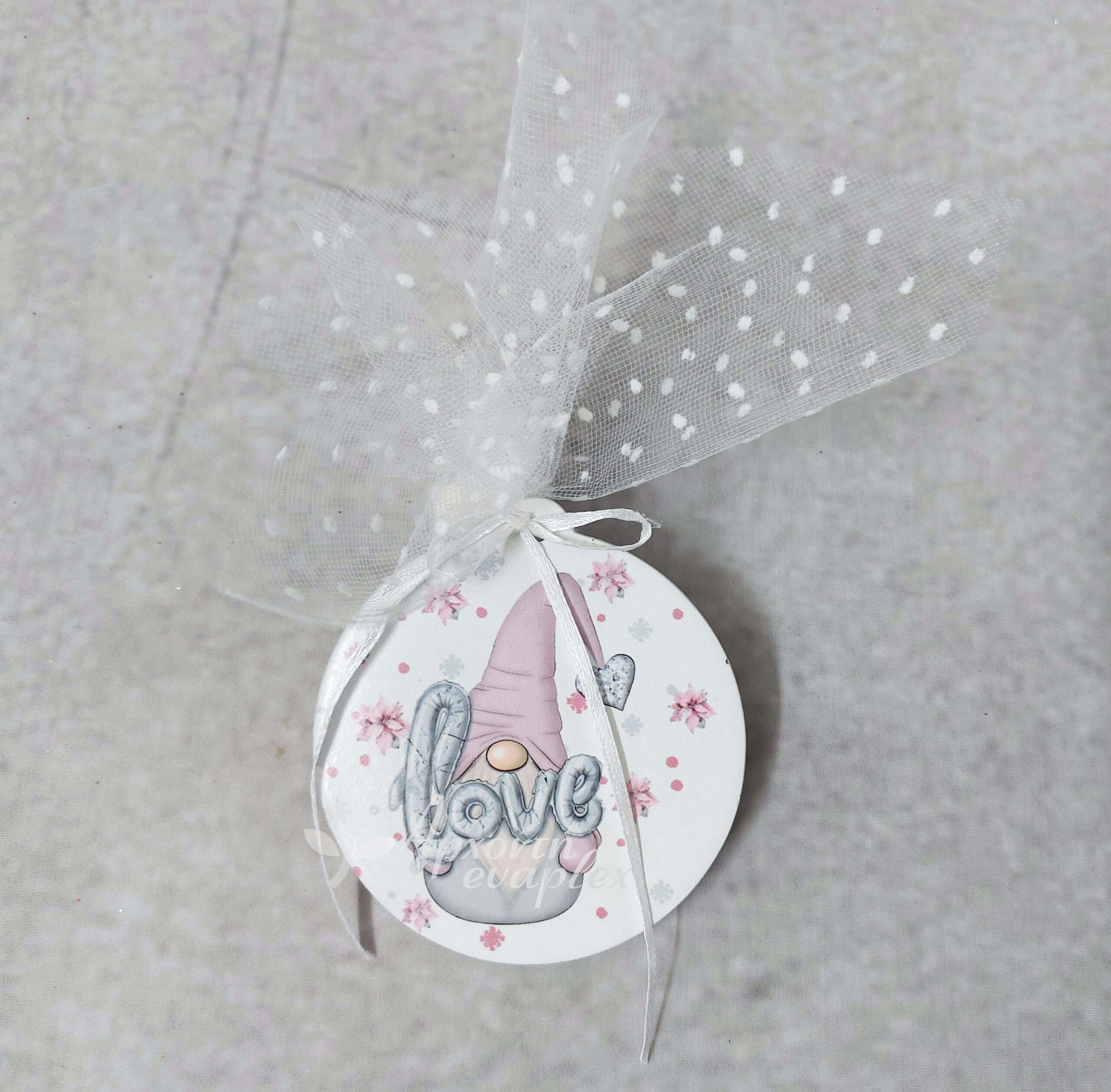 Χριστουγεννιάτικη μπομπονιέρα κεραμική εκτυπωμένη με θέμα ξωτικό.