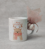 Χριστουγεννιάτικη μπομπονιέρα βάπτισης κούπα με θέμα τάρανδος.